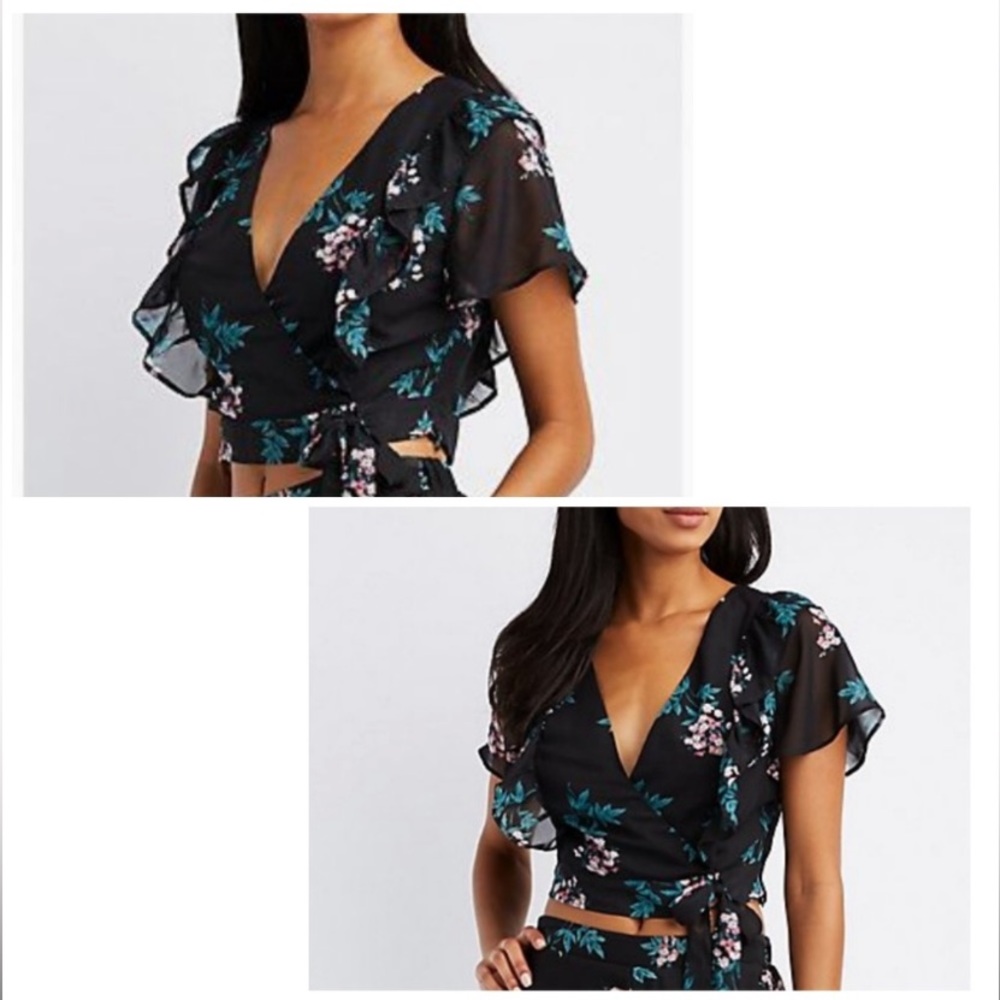 Beautiful Black Floral Crop Top